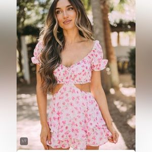 Floral cut out romper